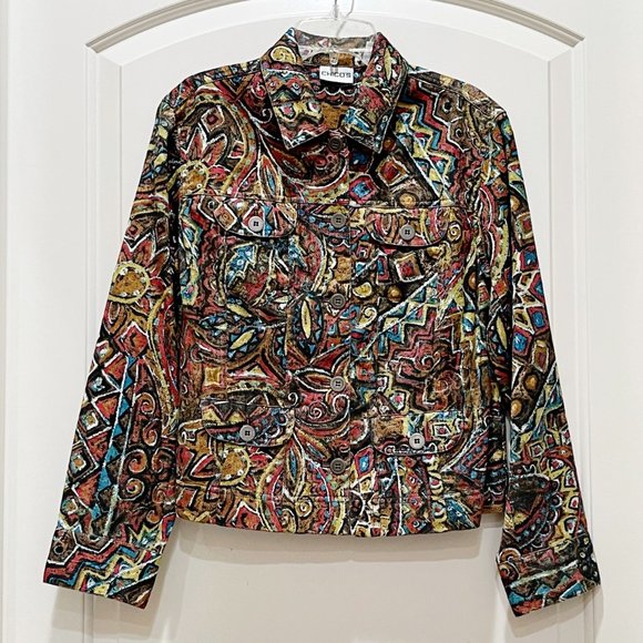 New Chico's 0 Small Fall Colors Artsy Button Jacket Top Unique Never Worn! - Picture 1 of 9